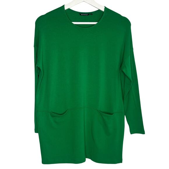 Marimekko Long Sleeve Round Neck Tunic T-Shirt Kelly Green Women's Size XS - Picture 2 of 8